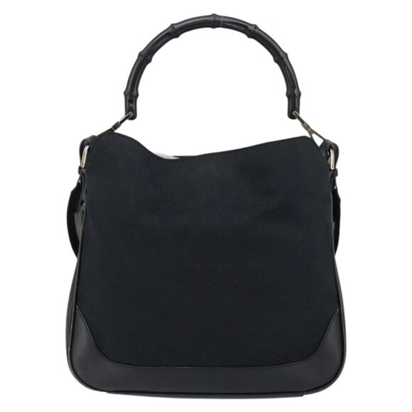GUCCI GG Canvas Bamboo Shoulder Bag 2way Black Silver 001 4095 Auth ep11959 - Picture 3 of 16